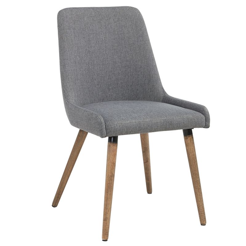 Mia Mid-century Grey Fabric Dining Chairs (Set of 2) - Mia Fabric Side Chairs Grey legs/Light Grey Fabric