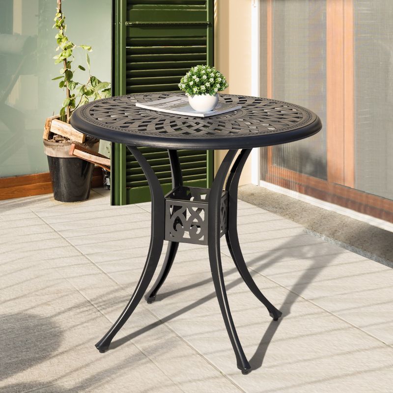 30 inch Cast Aluminum Round Dining Table-NUU GARDEN - Black