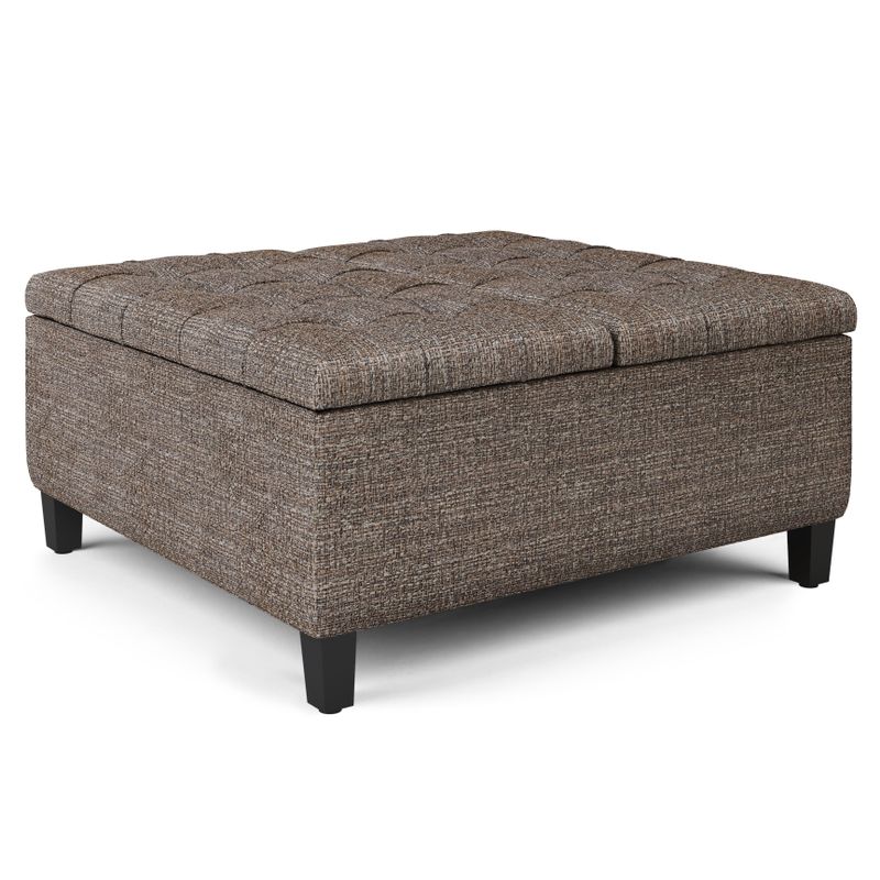 Wyndenhall Elliot 36 inch Wide Traditional Square Table Ottoman - Dove Grey