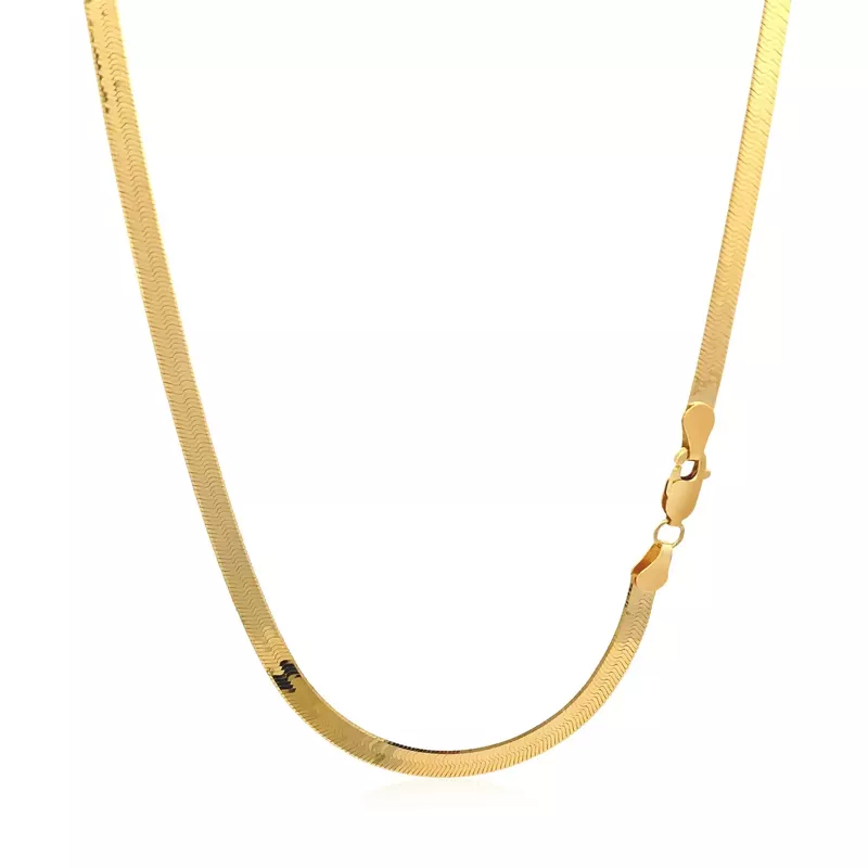 4.0mm 14k Yellow Gold Super Flex Herringbone Chain (18 Inch)