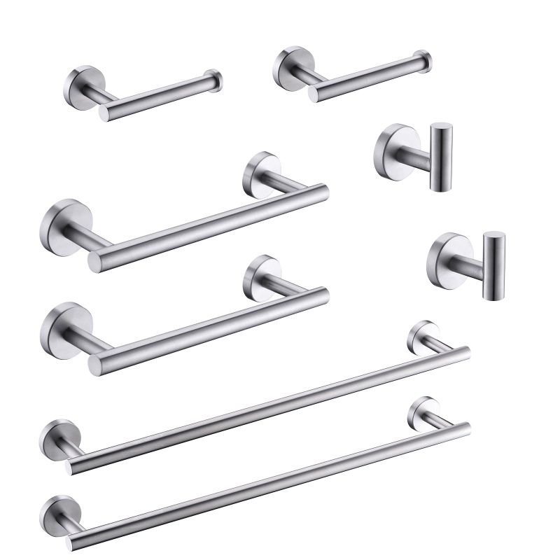 Brushed Multi-piece 304 Stainless Steel Bathroom Hanger - Brushed - Silver