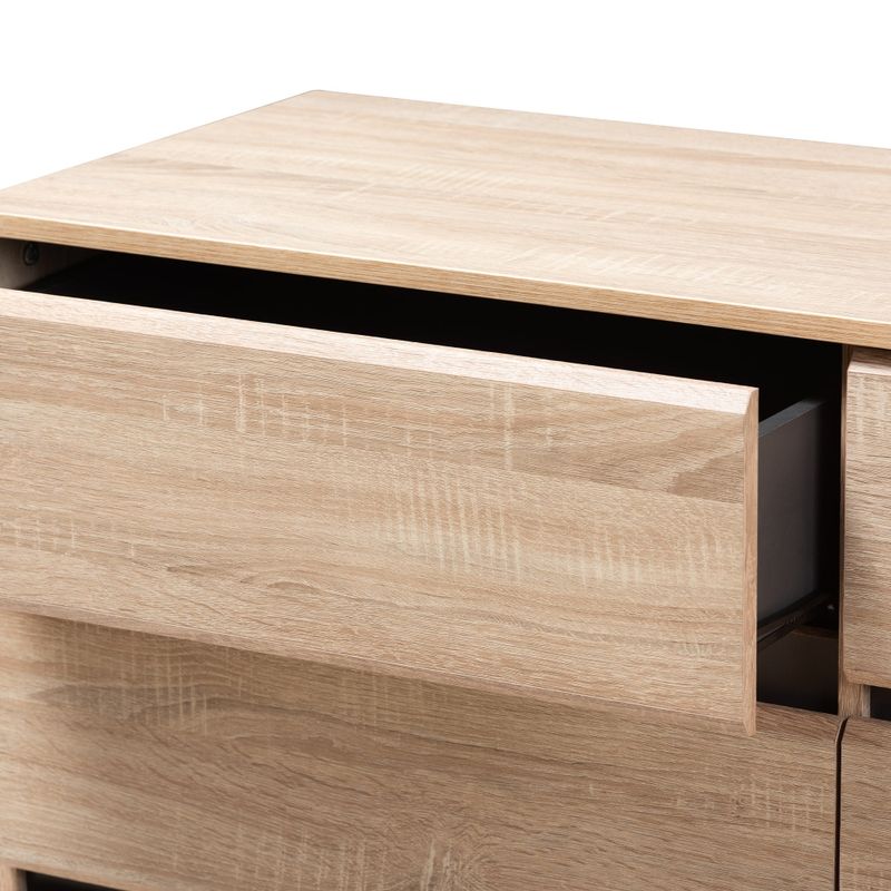 Mid-Century Dark Grey 6-Drawer Dresser by Baxton Studio - Oak - 6-drawer
