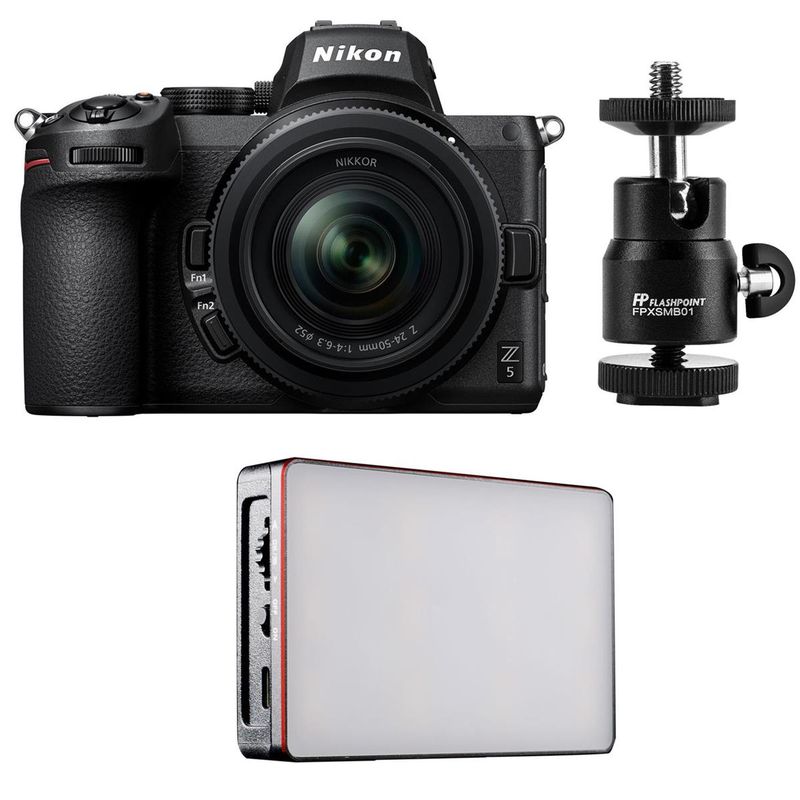 Nikon Z5 Full Frame Mirrorless Digital Camera with NIKKOR Z 24-50mm f/4-6.3 Zoom Lens - Bundle with Aputure MC RGBWW Mini LED Light,...
