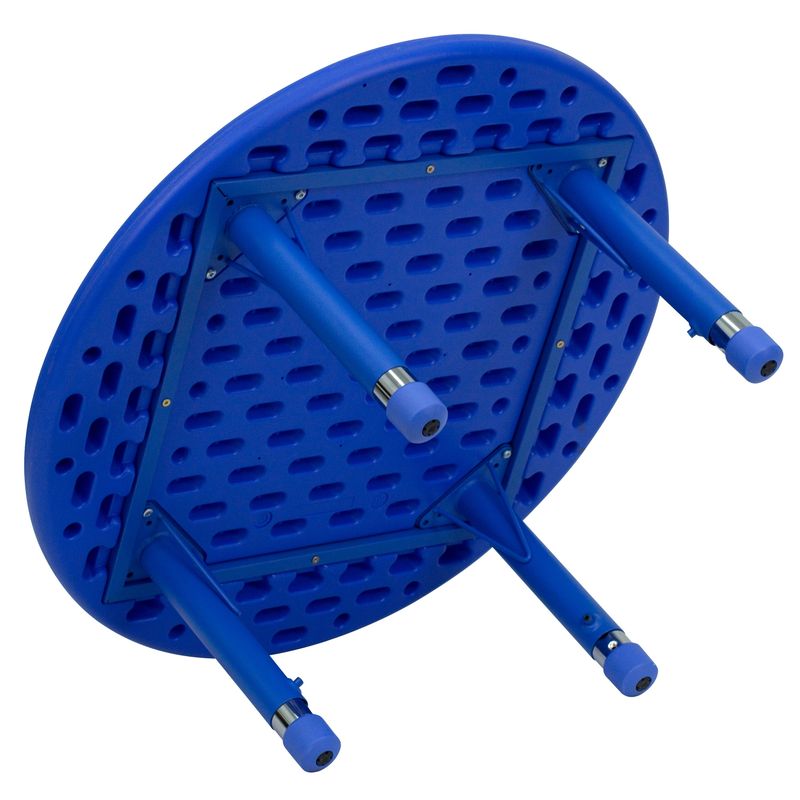 33" Round Plastic Height Adjustable Activity Table - School Table for 4 - Blue