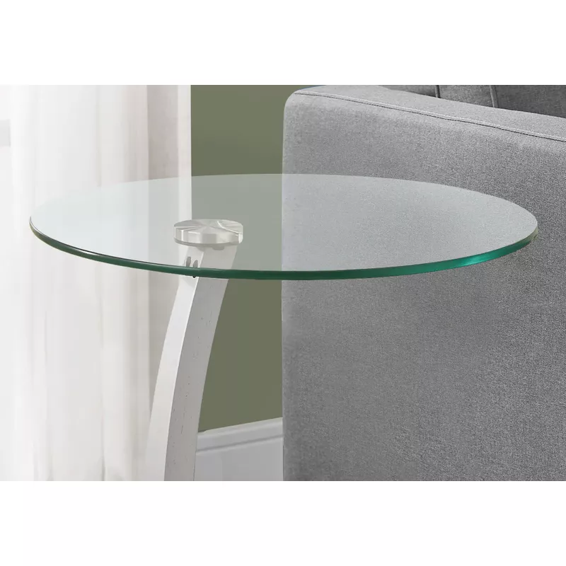 Accent Table/ C-shaped/ End/ Side/ Snack/ Living Room/ Bedroom/ Laminate/ Tempered Glass/ Black/ Grey/ Clear/ Contemporary/ Modern