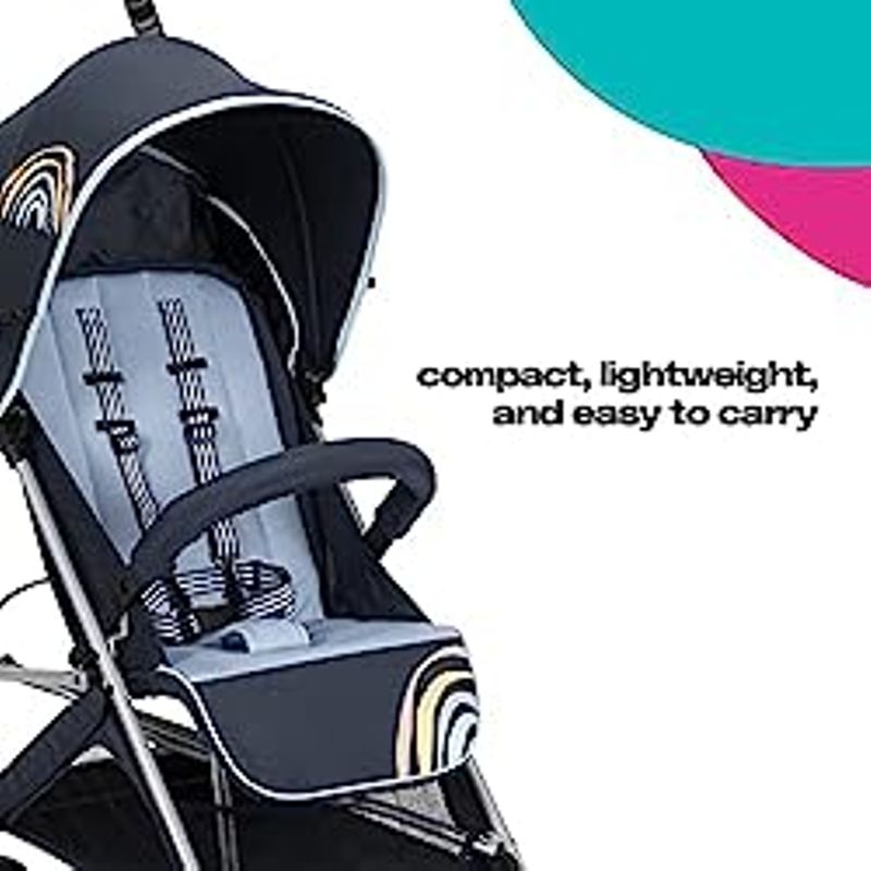 Cosco Simple Fold Compact Stroller, Folds with one Hand and Stands on its own, Rainbow