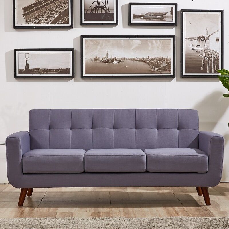 Grace Rainbeau Tufted Upholstered Living Room Sofa and Loveseat (Set of 2) - Grey