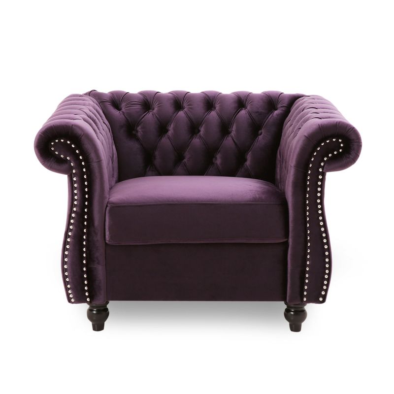 Westminster Chesterfield Club Chair by Christopher Knight Home - Dark Gray+Woven Polyester
