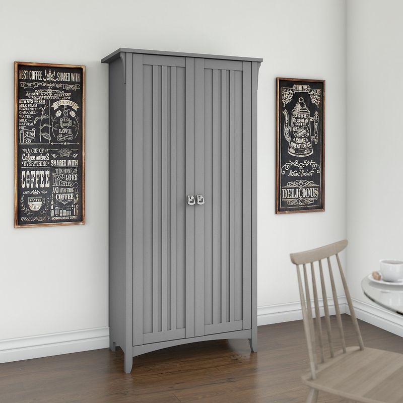 Bush Furniture Salinas Kitchen Pantry Cabinet with Doors - Metal Finish