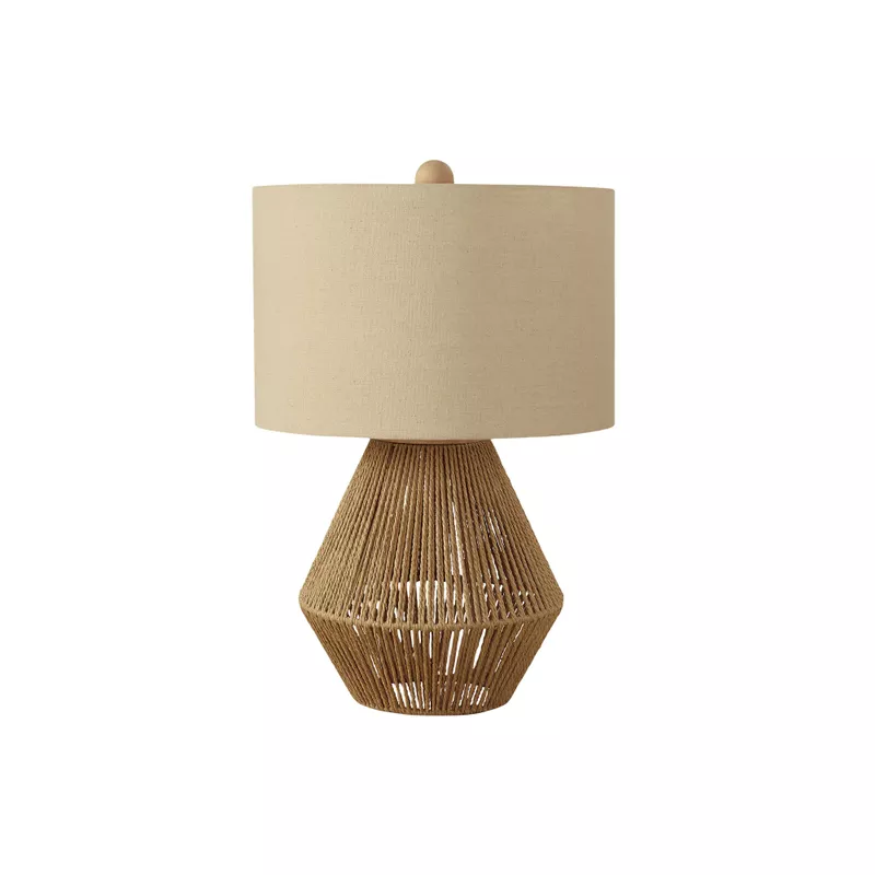 Lighting - 22"H Table Lamp Brown Rope / Beige Shade