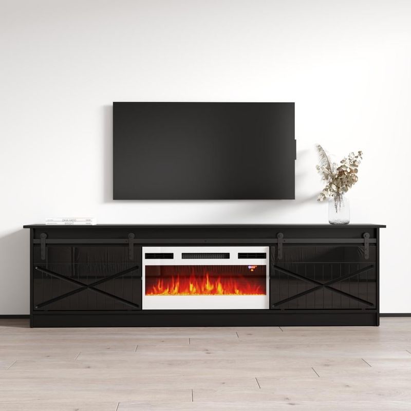 Granero WH-EF Electric Fireplace 79" TV Stand - Black