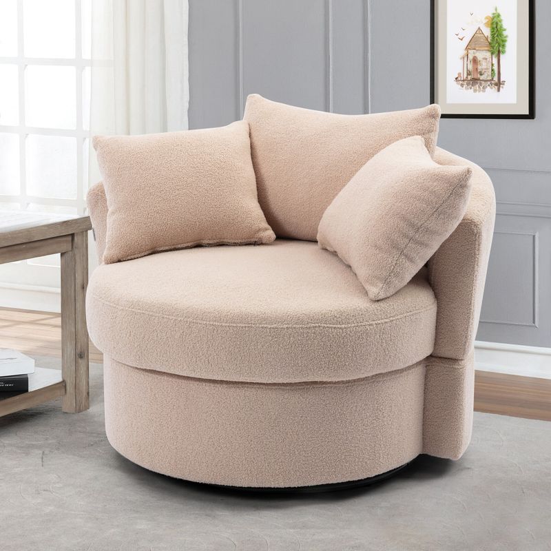 Modern Linen Swivel Accent Chair Bucket Chair - Beige