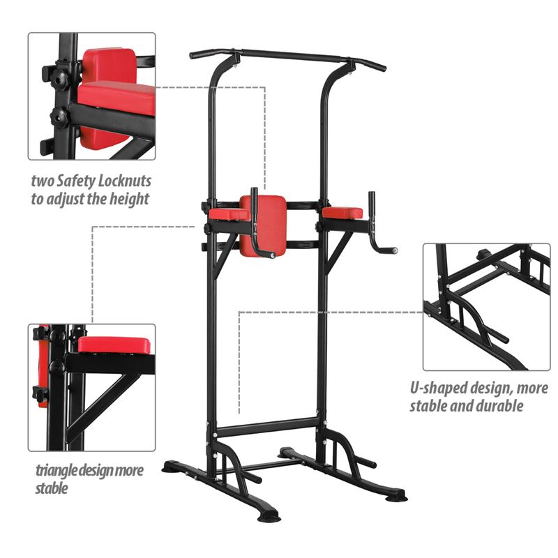 Ainfox Power Tower Exercise Equipment Adjustable Height for Your Home Gym - Red