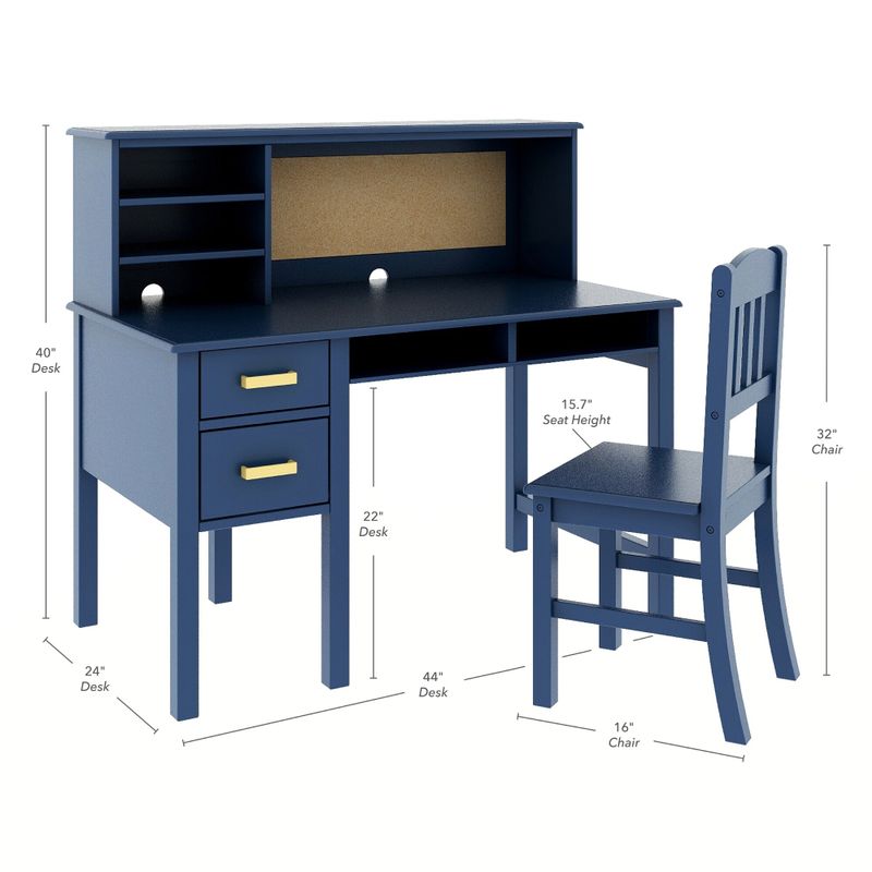 Guidecraft Kid's Taiga Desk and Hutch - Blue