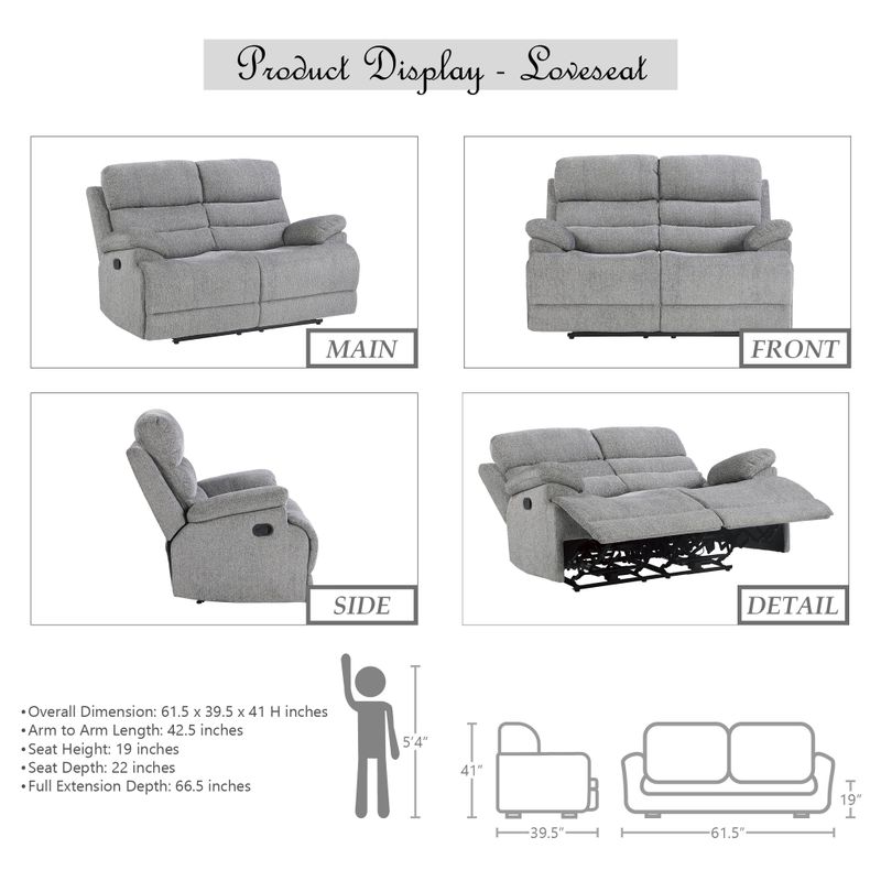 Dixon 2-Piece Reclining Living Room Set - Grey