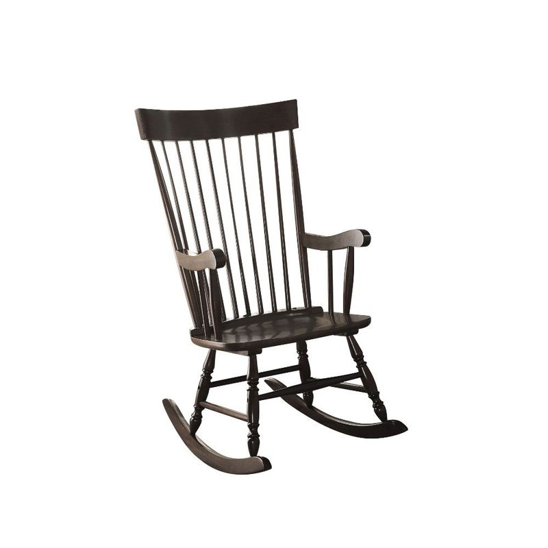 Traditional Style Wooden Rocking Chair with Contoured Seat, Black