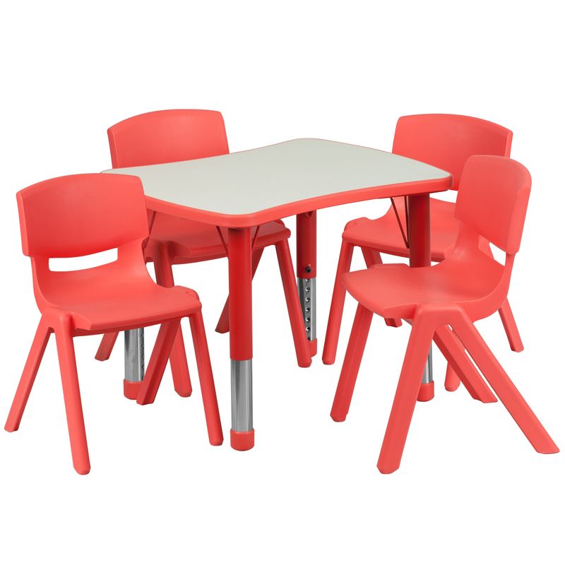 21.875"W x 26.625"L Rectangle Plastic Activity Table Set with 4 Chairs - Natural