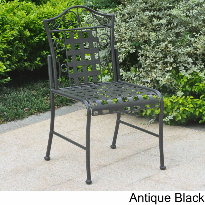 International Caravan Mandalay Iron Patio Bistro Chairs (Set of 2) - Antique Black
