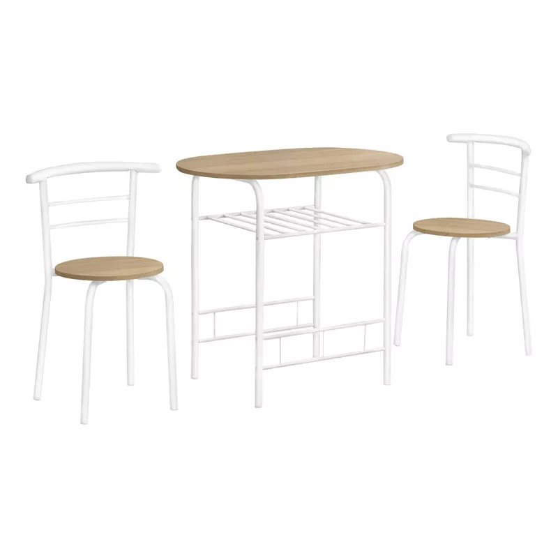 Dining Table Set/ 3pcs Set/ Small/ 32" L/ Kitchen/ Metal/ Laminate/ Natural/ White/ Contemporary/ Modern
