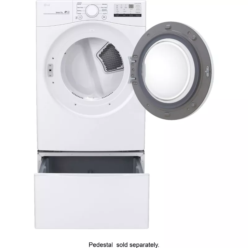 LG - 7.4 Cu. Ft. Stackable Electric Dryer with FlowSense - White