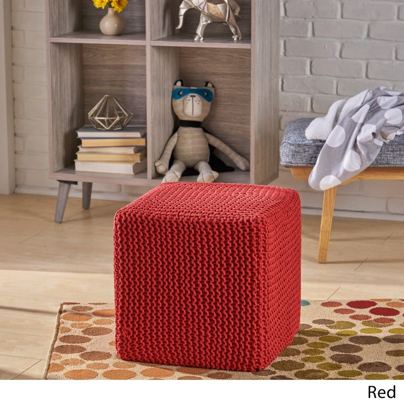 Tessie Knitted Foot Stool by Christopher Knight Home - Red