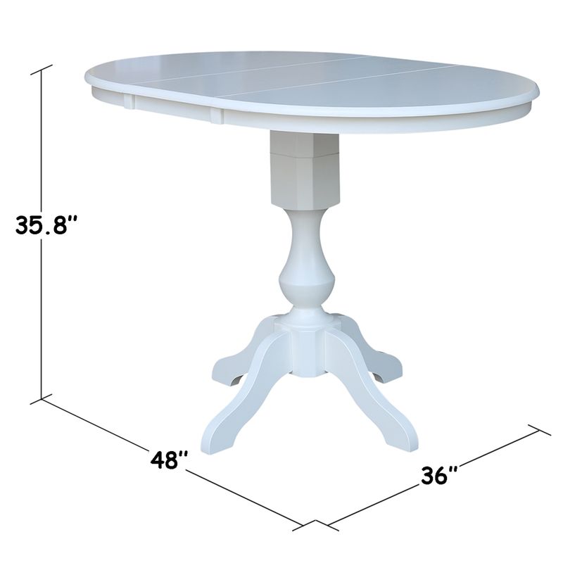 36" Round Extension Dining Table 36"H With 2 X-Back Counterheight Stools