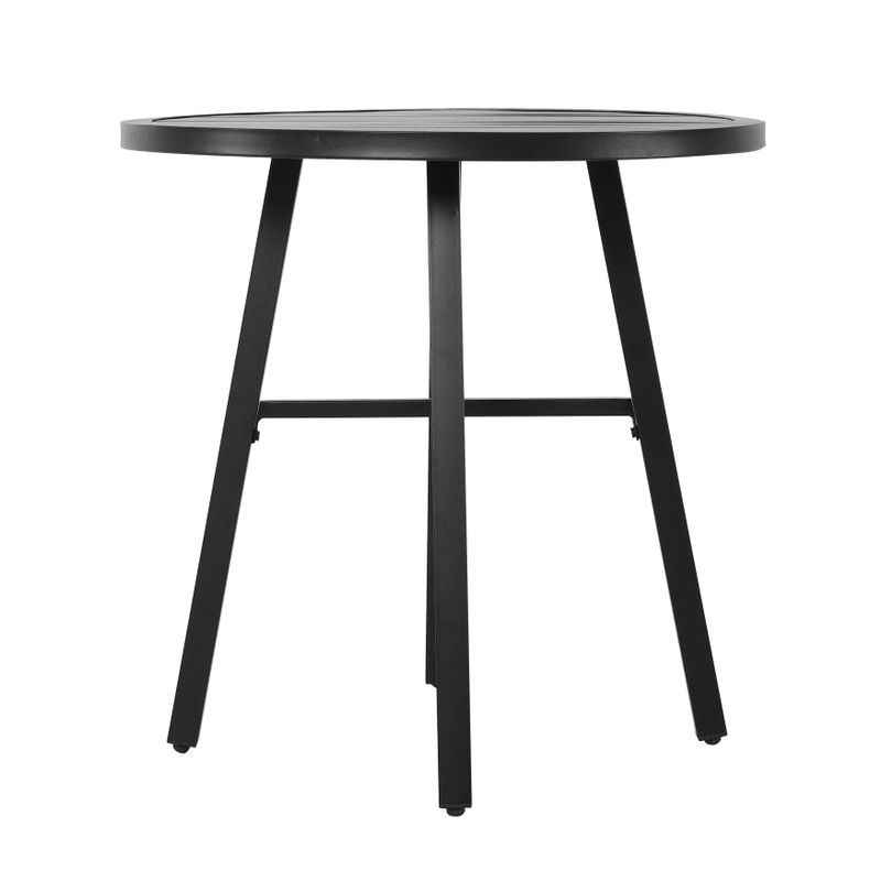 NUU GARDEN Patio Furniture Set for 3, a Slatted Round Table (Black) - Antique Black