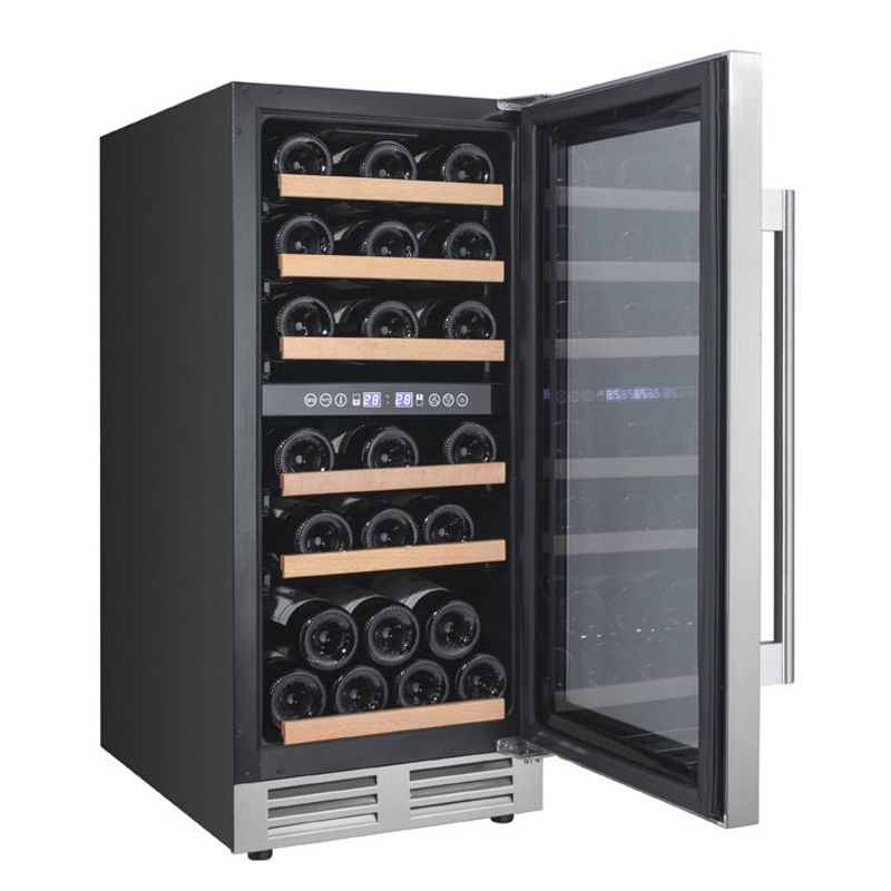 Avanti Designer Series Stainless Frame Dual Zone Wine Chiller With Seamless Door