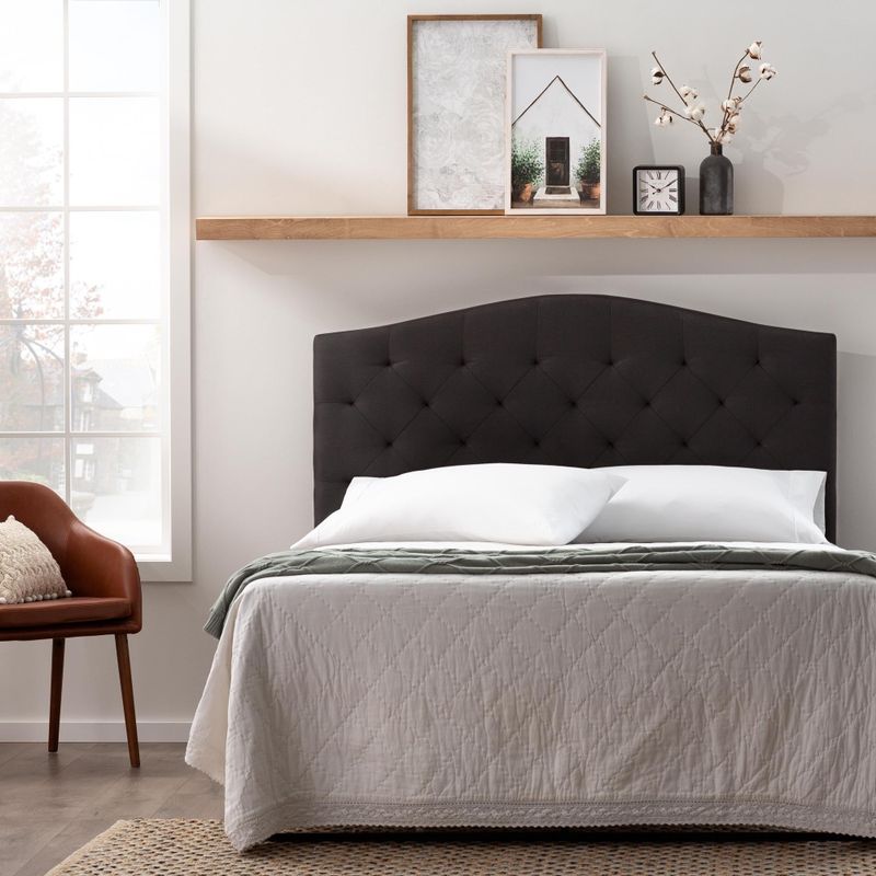 Brookside Liza Upholstered Curved and Scoop-Edge Headboards - Stone-Curved - Full