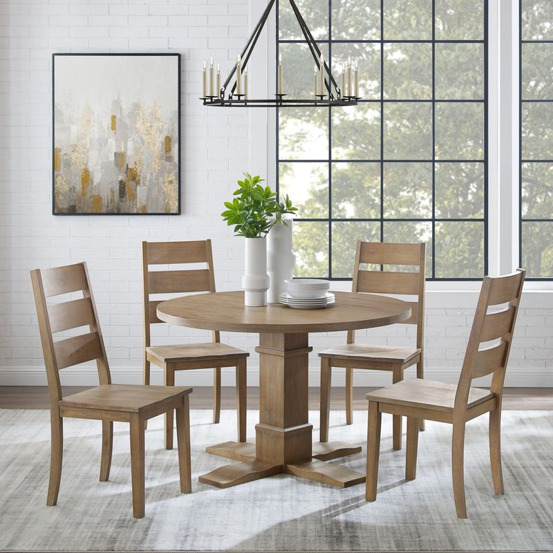 Joanna 5Pc Round Dining Set - 104"W x 104"D x 39.13"H - Rustic Brown