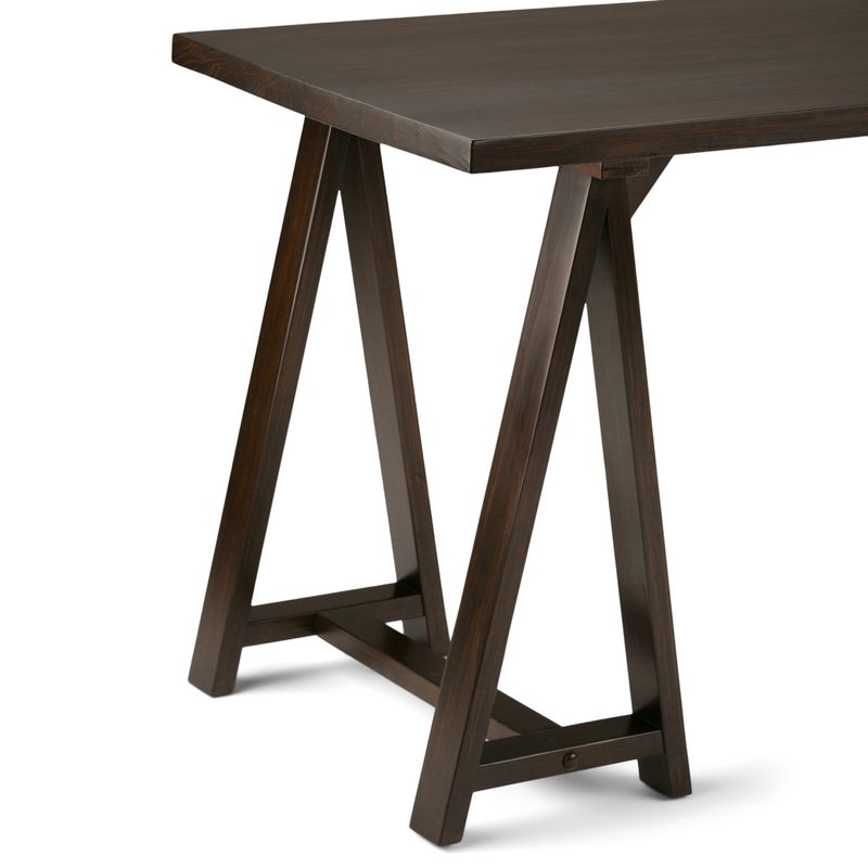 WYNDENHALL Hawkins SOLID WOOD Industrial 56 inch Wide Writing Desk - Medium Saddle Brown