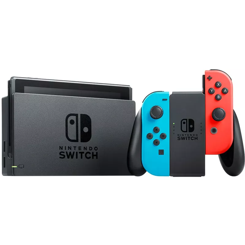 Nintendo Switch Gaming Console With Neon Blue Joy-Con Controllers With Accessories