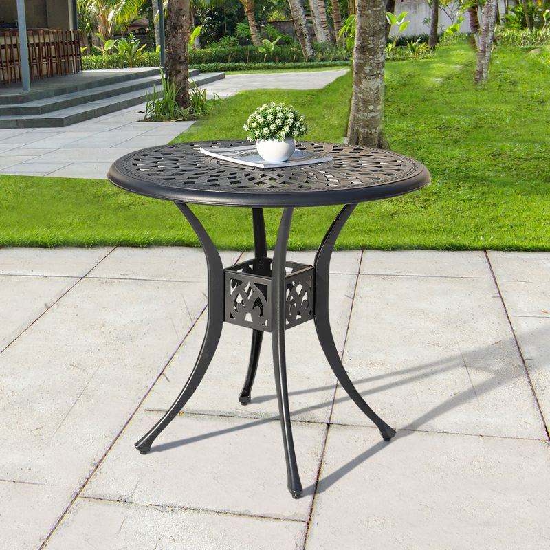 30 inch Cast Aluminum Round Dining Table-NUU GARDEN - Black