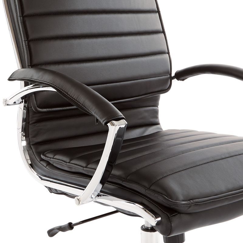 High Back Professional Managers Faux Leather Chair with Chrome Base and Removable Sleeves - Brown/Silver