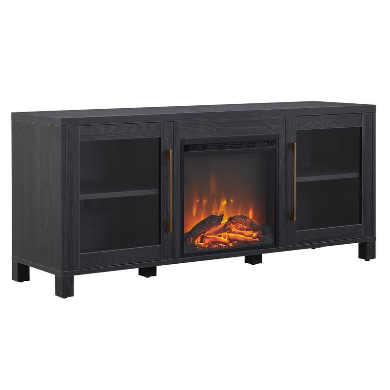 Quincy TV Stand with Log Fireplace Insert - White