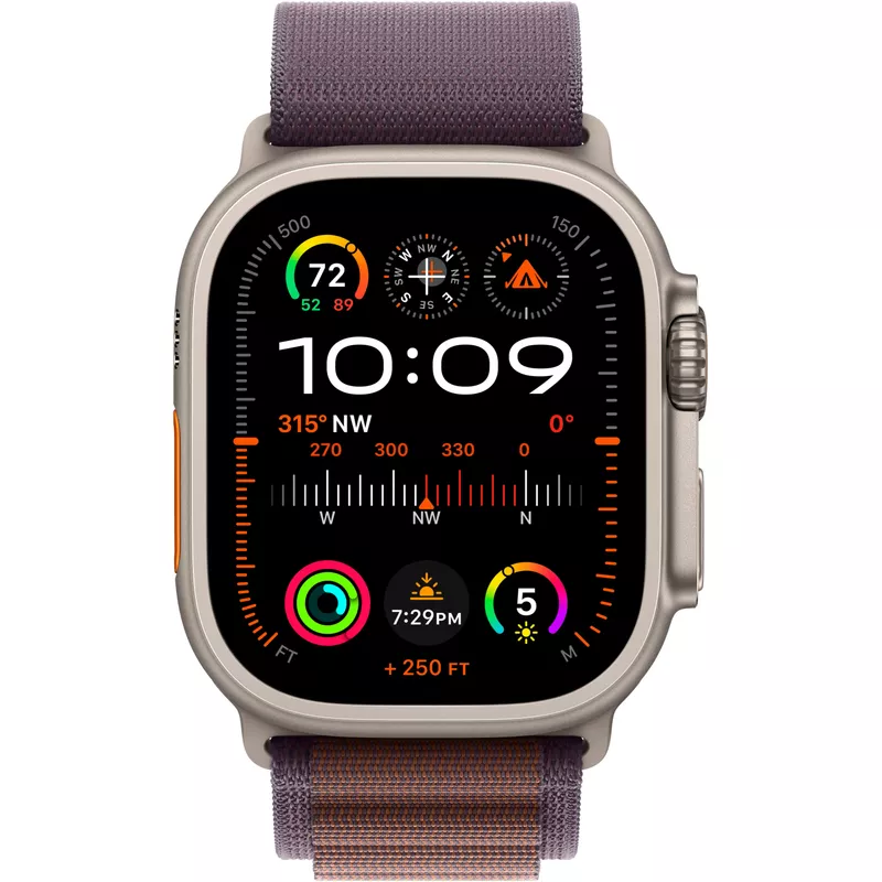 Apple Watch Ultra 2 (GPS + Cellular) 49mm Titanium Case with Indigo Alpine Loop - Small - Titanium