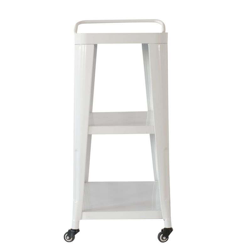 Harold 3-Tiered Industial Mobile Metal Bar/ Dining Cart - White