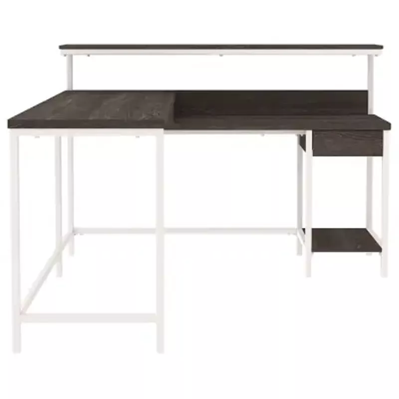 Two-tone Dorrinson L-Desk with Storage