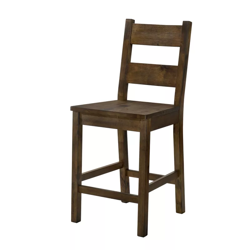 Rustic Wood Counter Height Chairs in Rustic Oak (Set of 2)