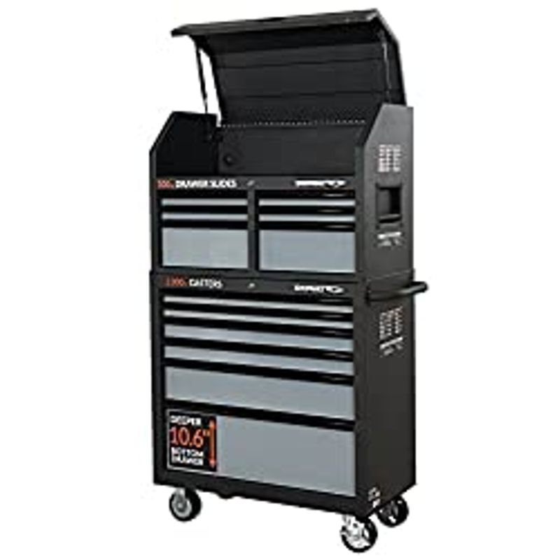 ShopMax 93606C2-06A4 36 12-Drawer Tool Chest and Rolling Cabinet Combo, Black