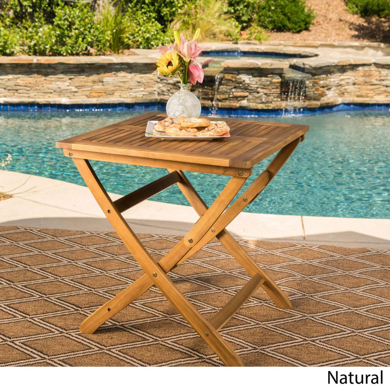 Positano Outdoor Foldable Acacia Wood Side Table by Christopher Knight Home - Grey