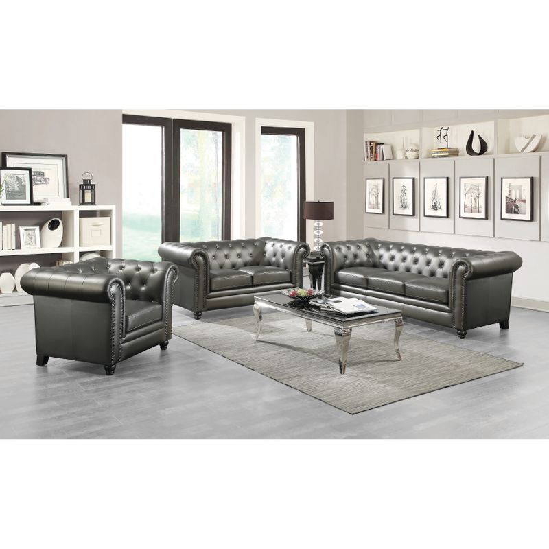 Roy Traditional Gunmetal Grey 2-piece Living Room Set