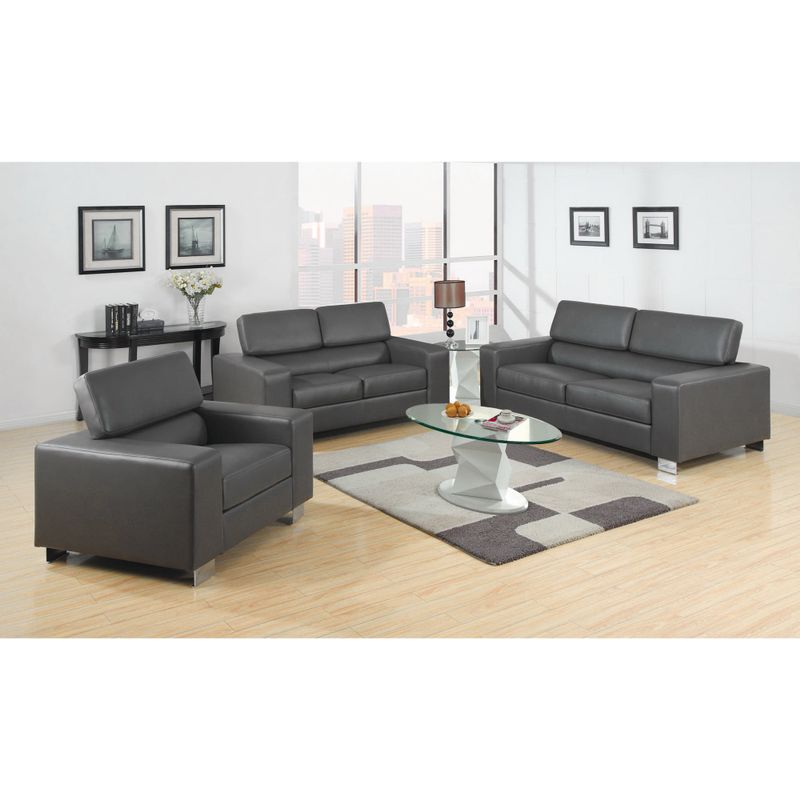 Furniture of America Mazri 3-piece Bonded Leather Sofa Set - White