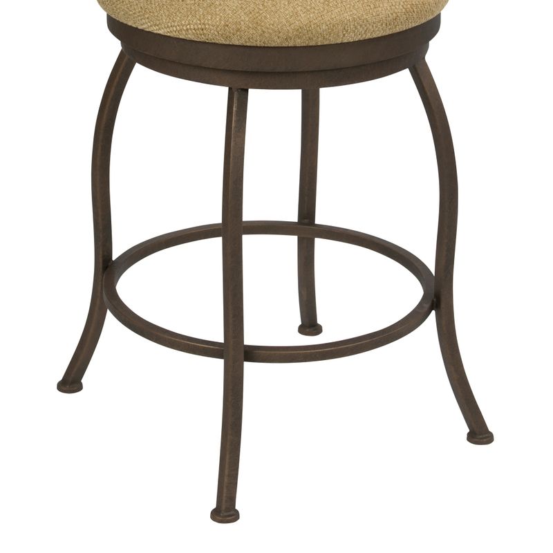 Quin 26" Counter Height Metal Swivel Barstool in Cobra Latte Fabric and Copper Bisque Finish