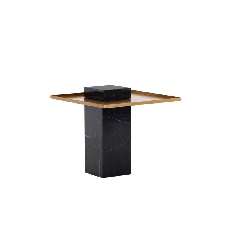 Verona Black and Gold Marble End Table - End Tables