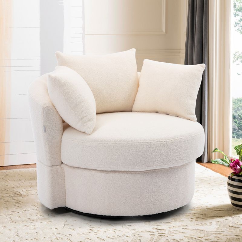 Modern Linen Swivel Accent Chair Bucket Chair - Beige