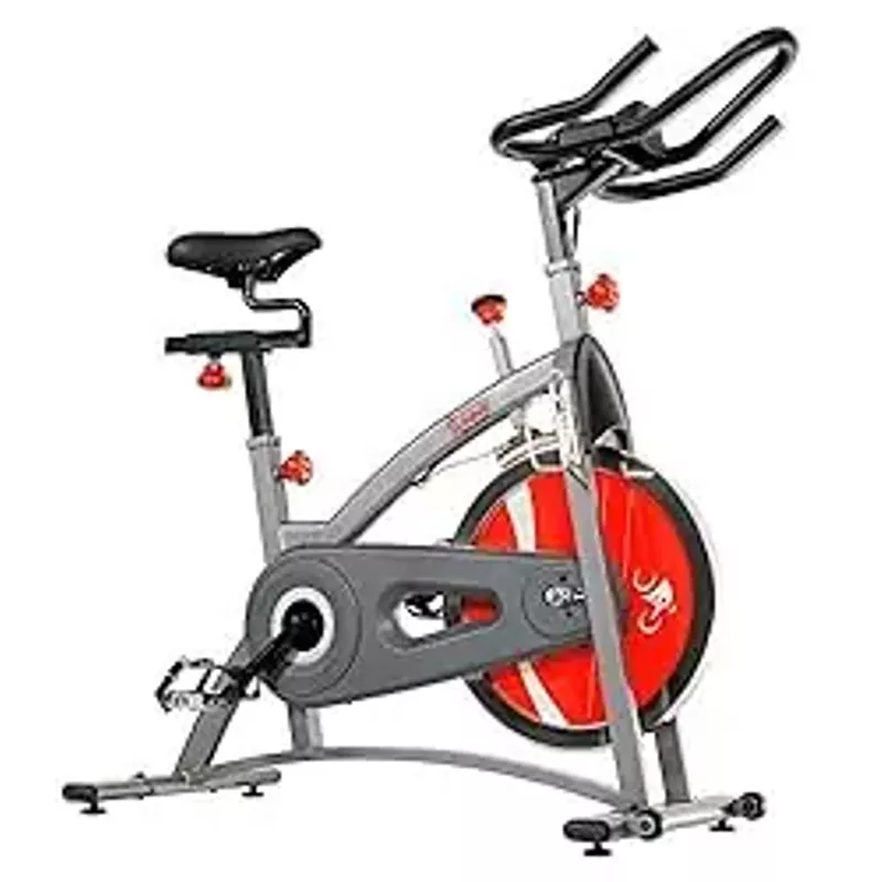Sunny Health & Fitness Indoor Cycling Exercise Bike with LCD Digital Monitor, Heavy-Duty 40 LB Flywheel, Stationary Bike with Customizable Comfort and 265 LB Max Weight - SF-B1423/C