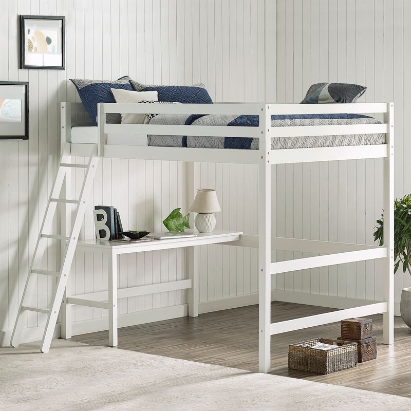 Caspian Full Loft Bed and Desk - White - Full