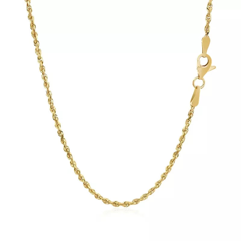 2.0mm 10k Yellow Gold Solid Diamond Cut Rope Chain (20 Inch)