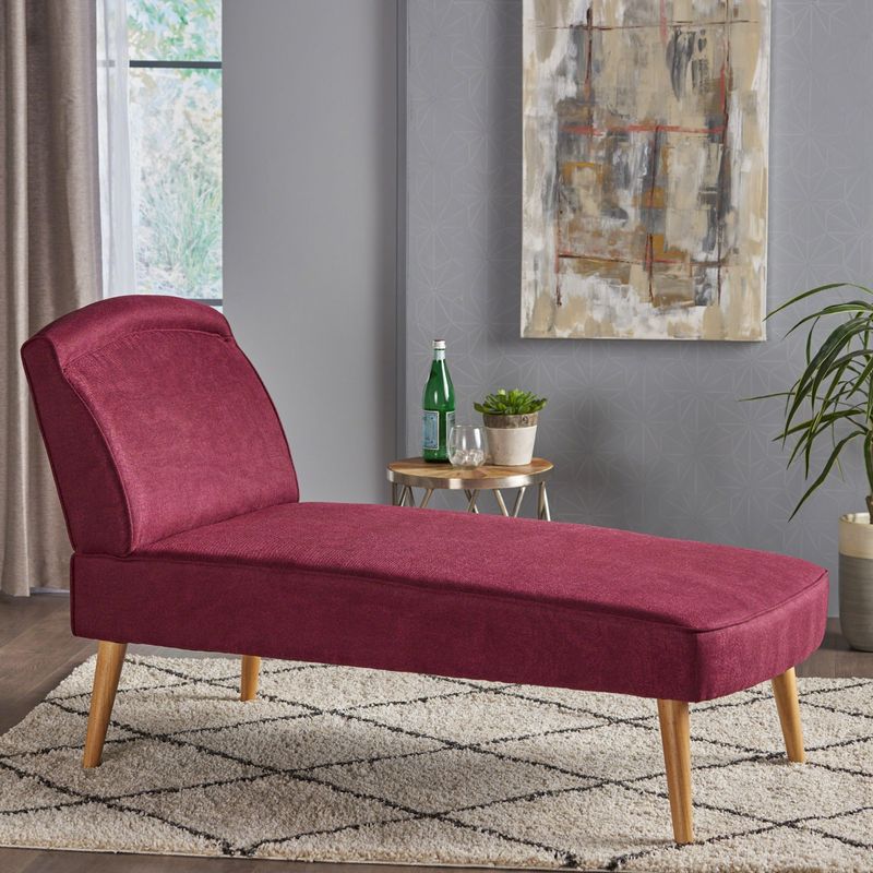 Carisia Mid Century Modern Fabric Chaise Lounge by Christopher Knight Home - Red